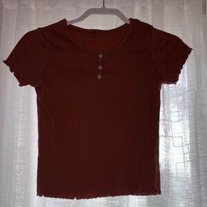 Women's Brown Button-Up Top